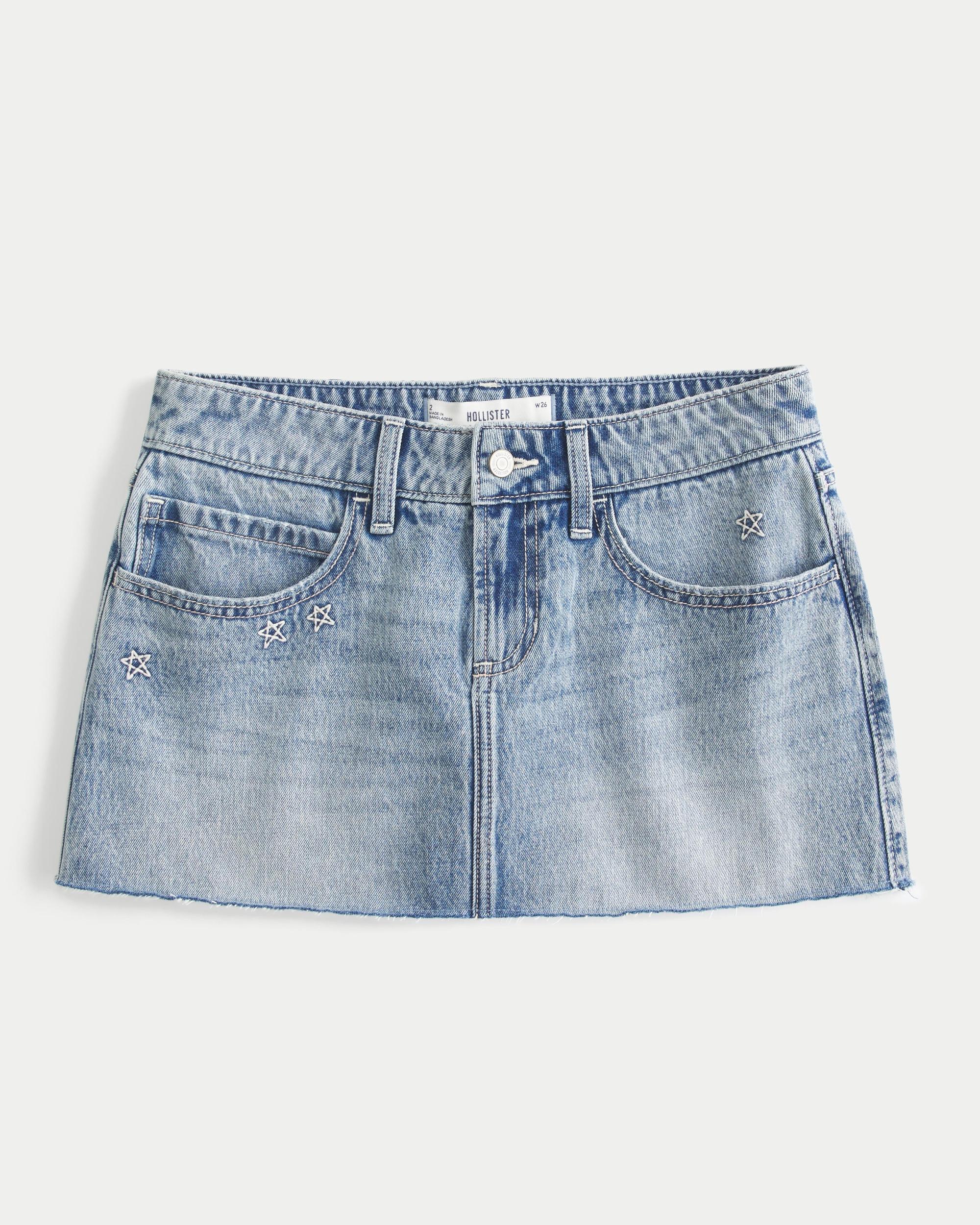Low-Rise Pink Denim Mini Skort Product Image