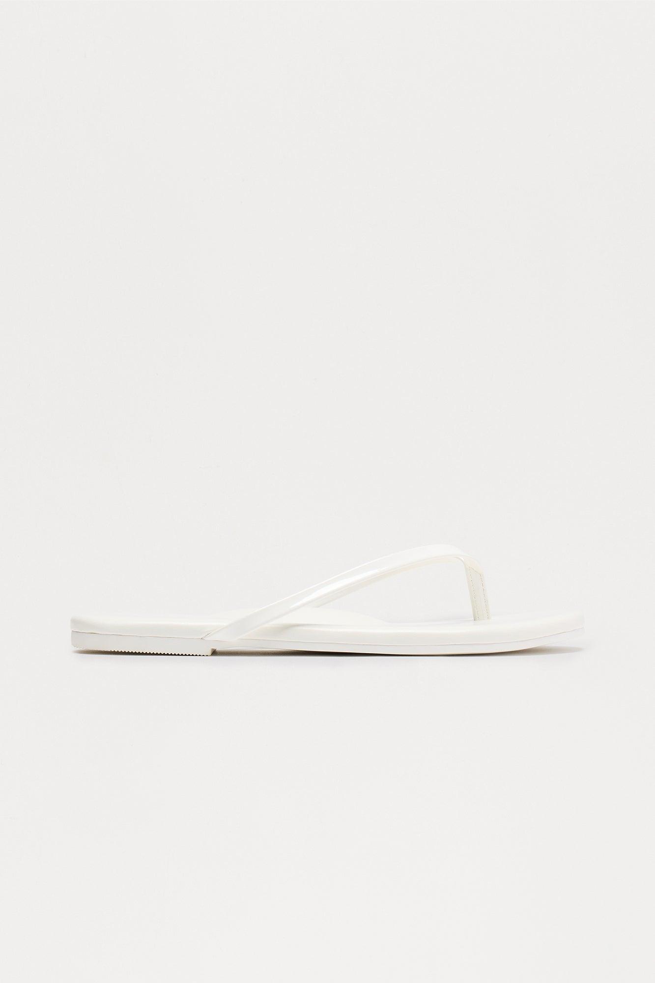 Carola Faux Patent Flip Flops - White Product Image