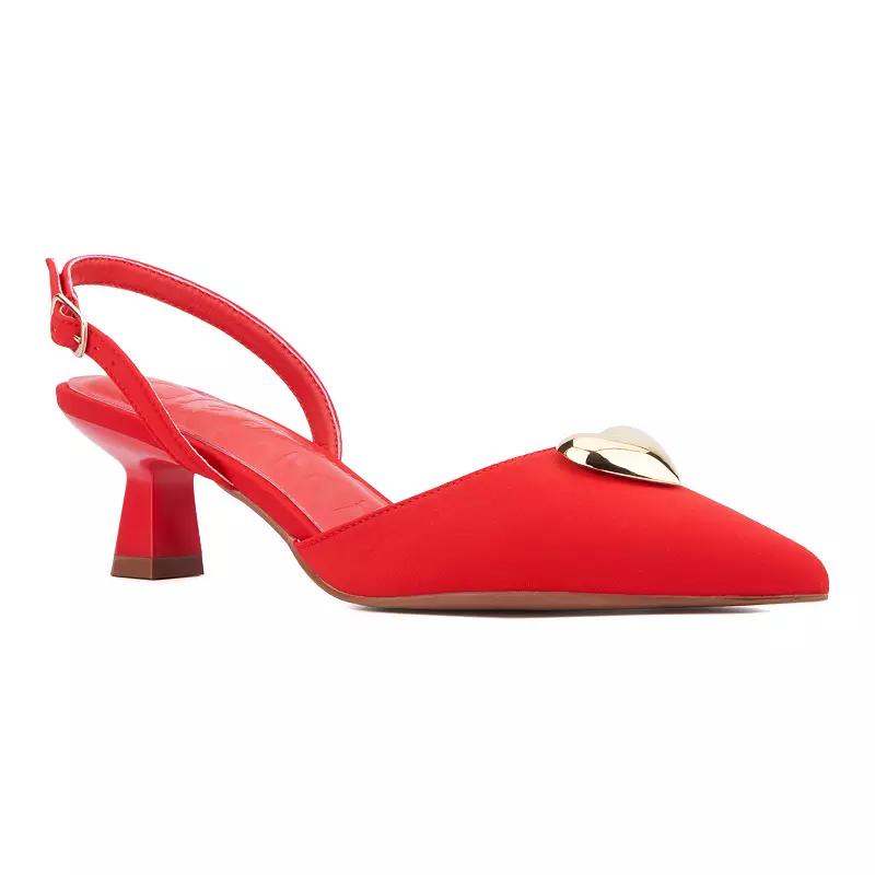 Olivia Miller Mystic Women's Heart Accent Slingback Kitten Heels,  Product Image