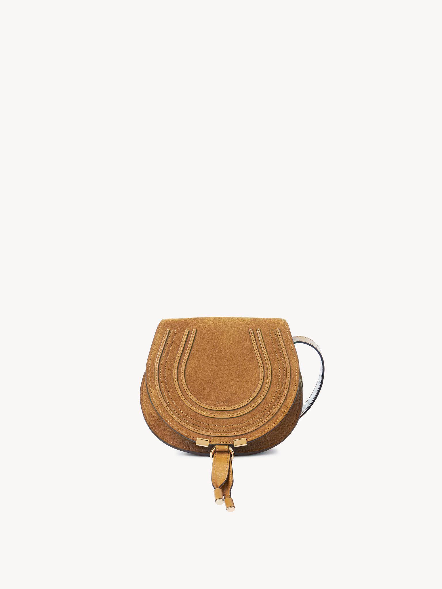 Small Marcie saddle bag in suede leather Product Image