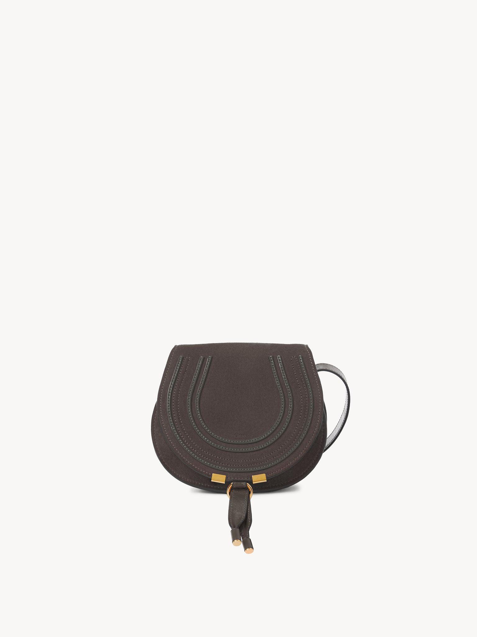 Small Marcie saddle bag in suede leather Product Image