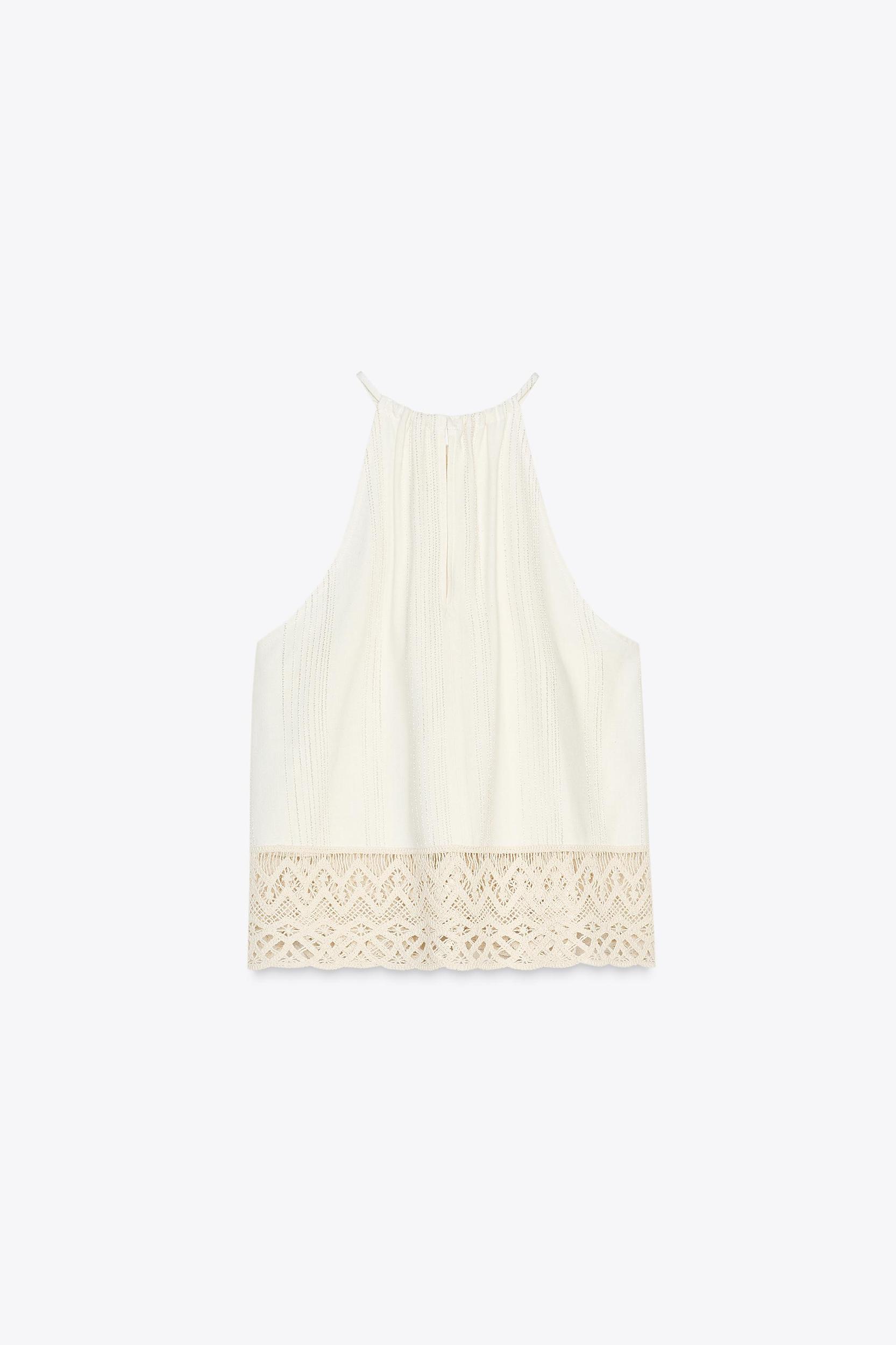 RUSTIC CROCHET HEM TOP Product Image