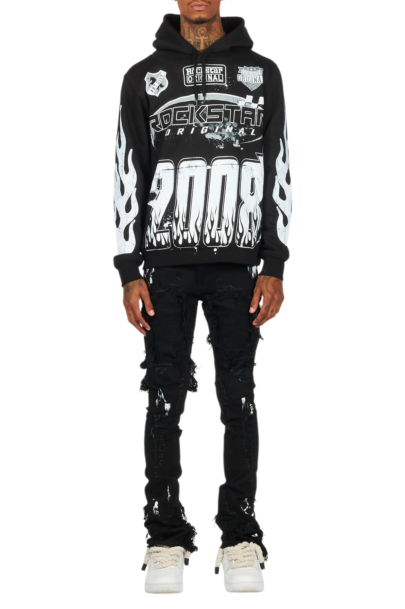 Amos Black Hoodie/Stacked Jean Bundle Male Product Image