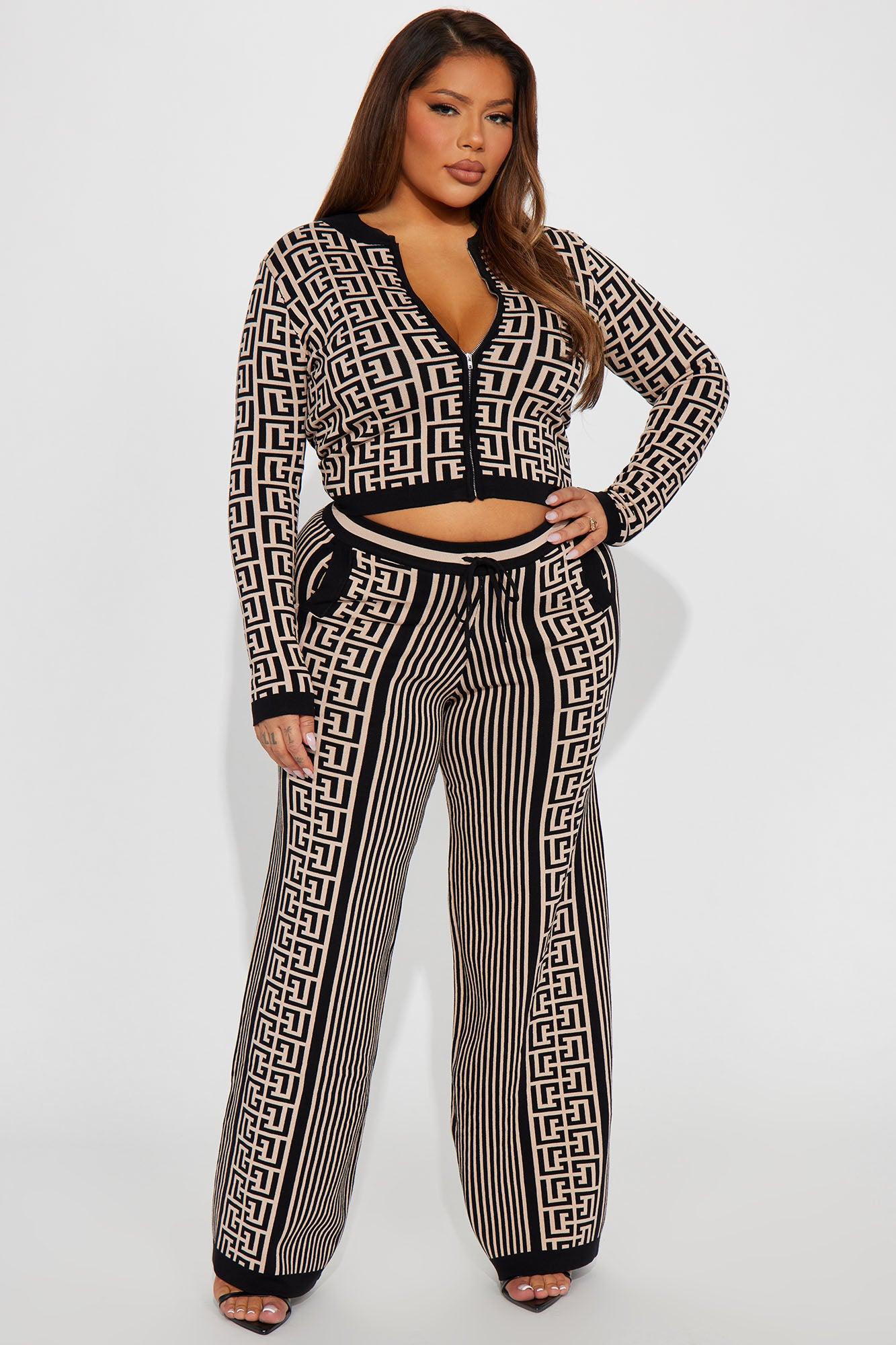 Stay Pretty Sweater Pant Set - Black/combo Female Product Image