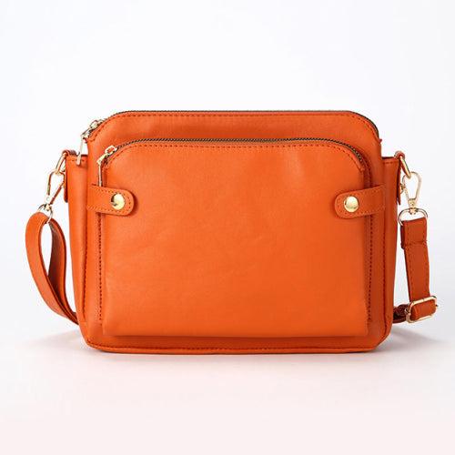 Crossbody Leather Shoulder Bag and Clutch with Stainless Steel Card Wallet Product Image