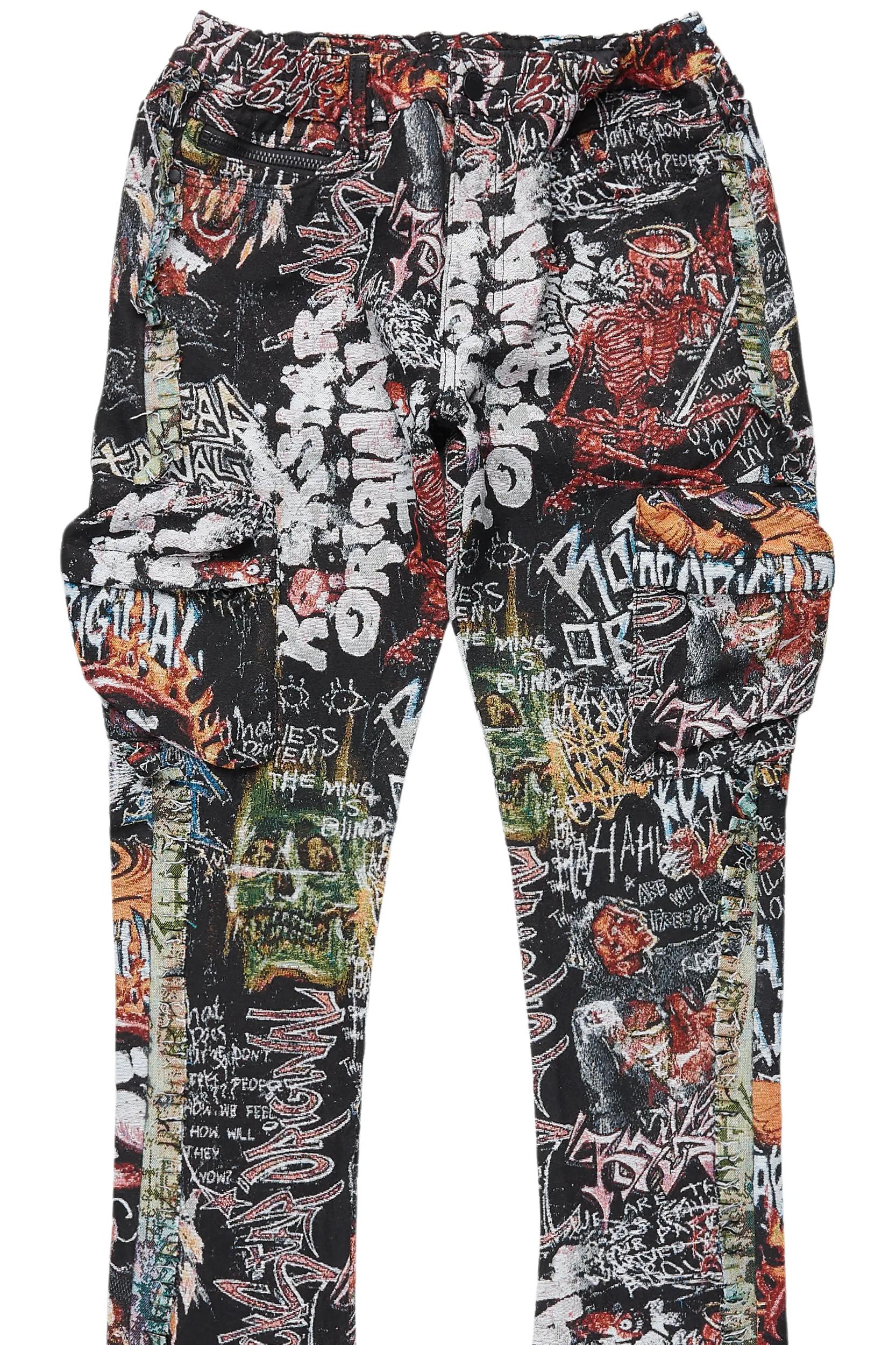 Jari Multi Stacked Tapestry Flare Jean Male Product Image