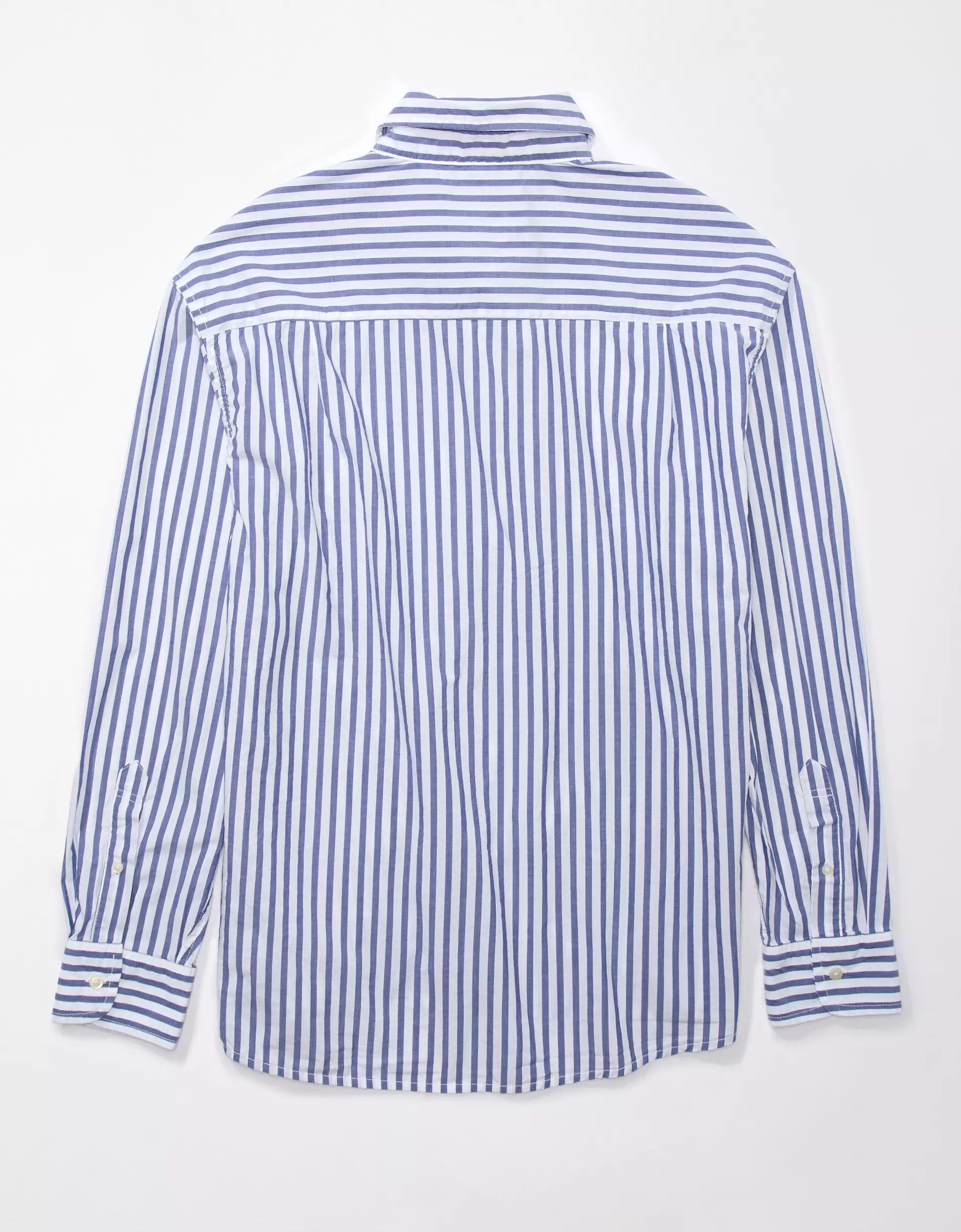 AE Everyday Poplin Striped Button-Up Shirt Product Image