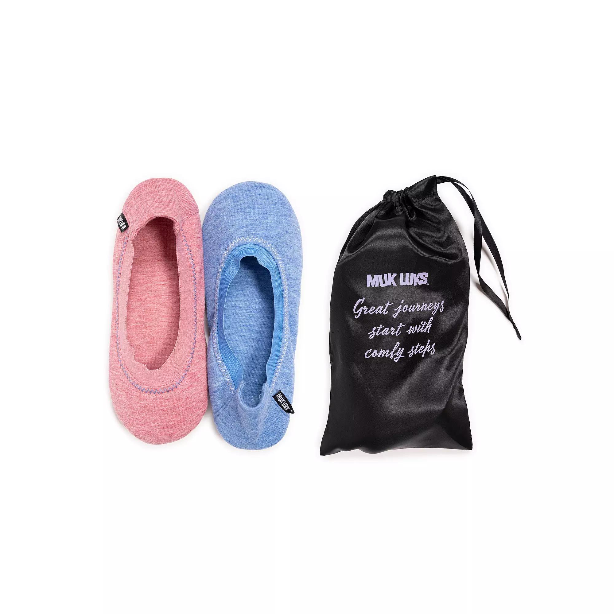 Women's MUK LUKS 2-Pair Travel Ballerina Slipper Socks Set,  Product Image