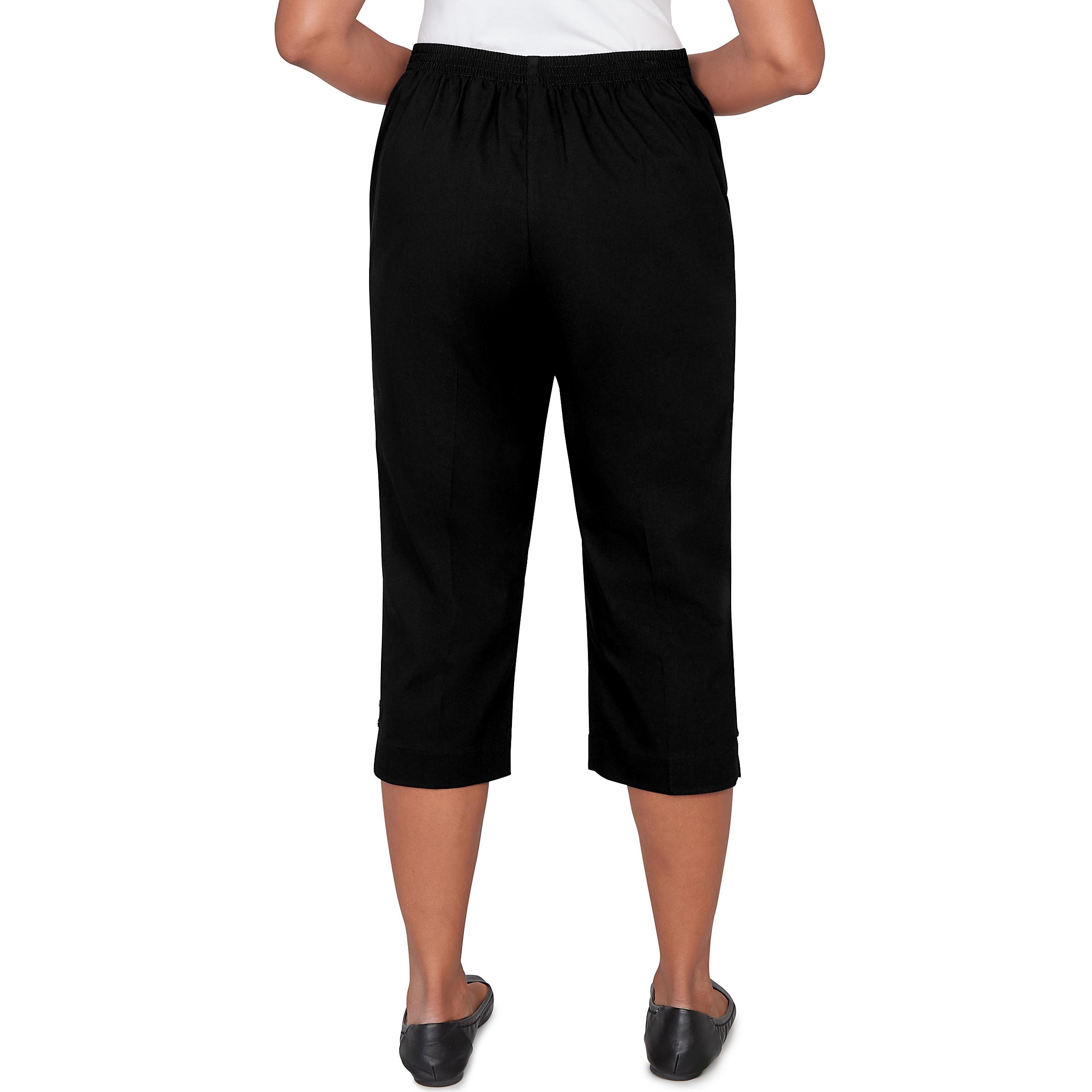 Alfred Dunner Solid Twill Button Hem Capri Pant- Petite Product Image