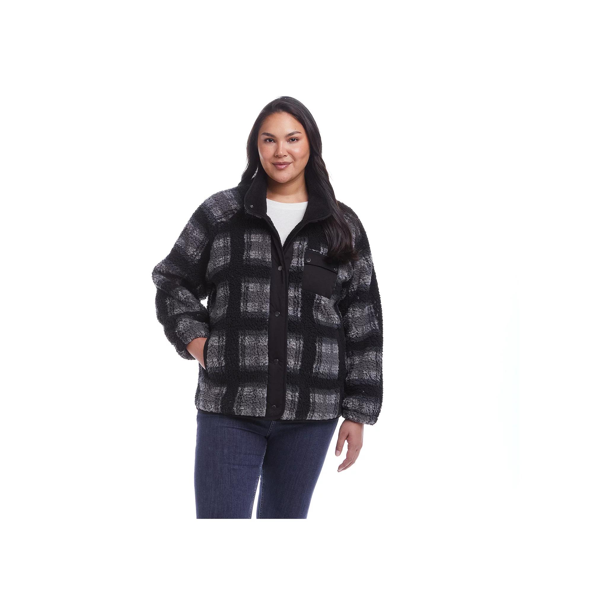 Plus Size Weathercast Snap Front Bonded Sherpa Fleece Jacket, Women's, Size: 2XL, Ivory Product Image