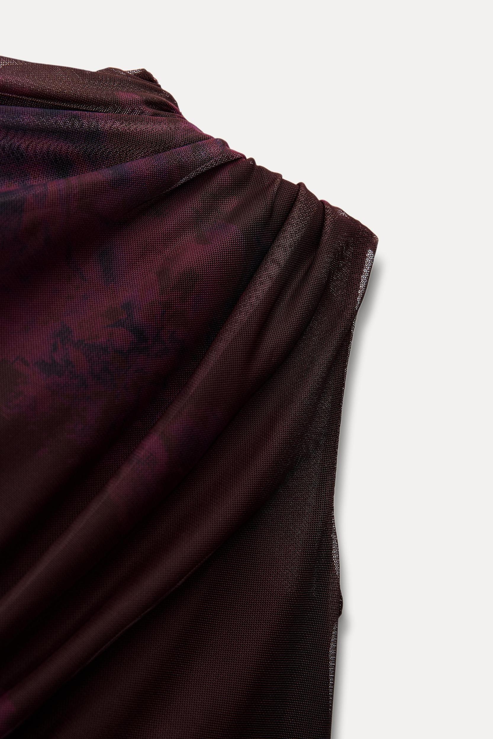 DRAPED PRINTED TULLE DRESS Product Image