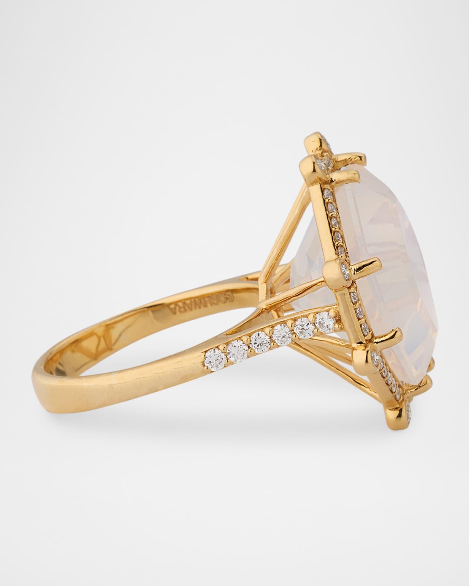 18K Yellow Gold Gossip Moon Quartz Statement Ring with Diamonds Product Image