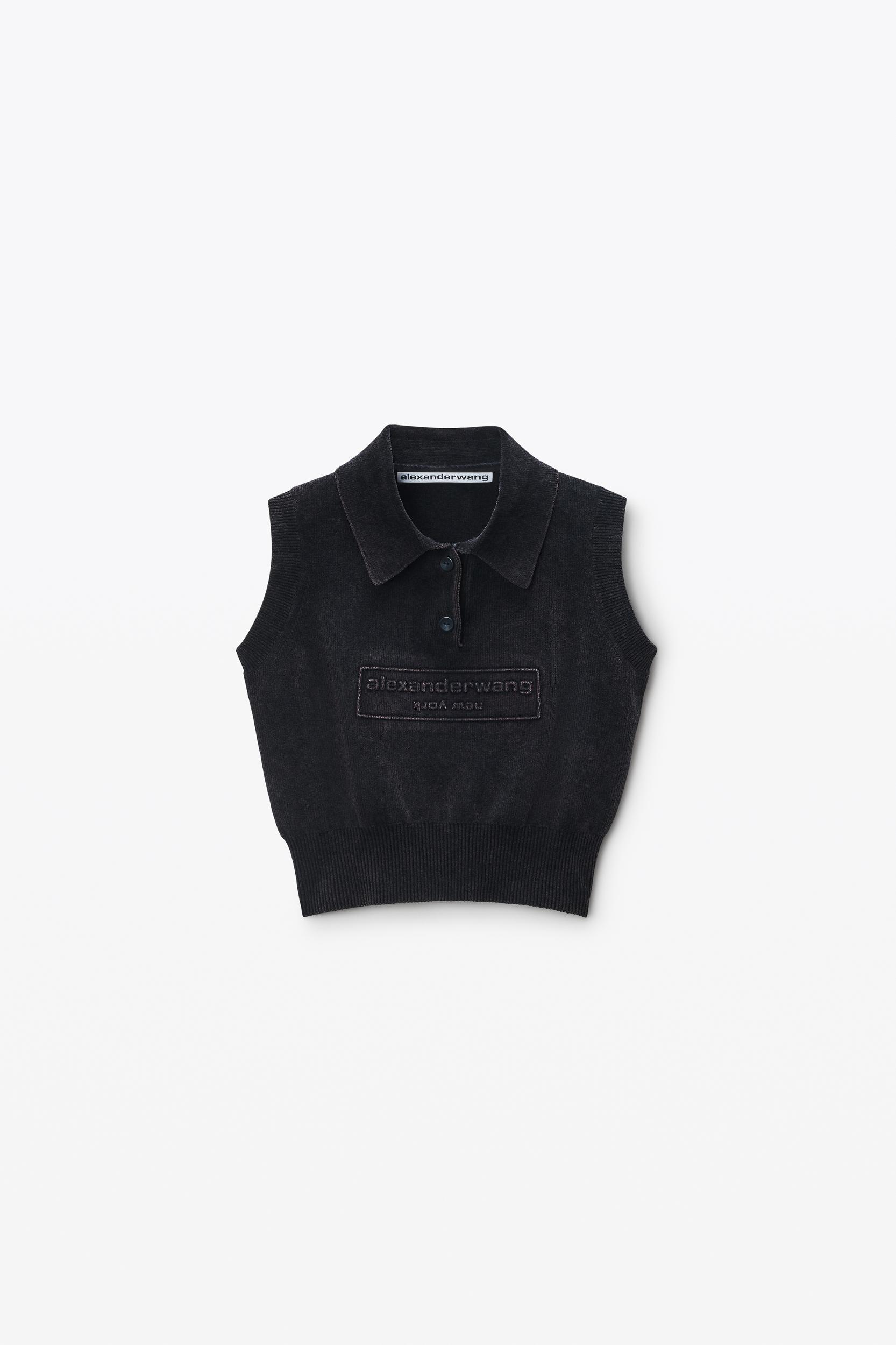 Black Cotton-blend Chenille Logo Polo Product Image