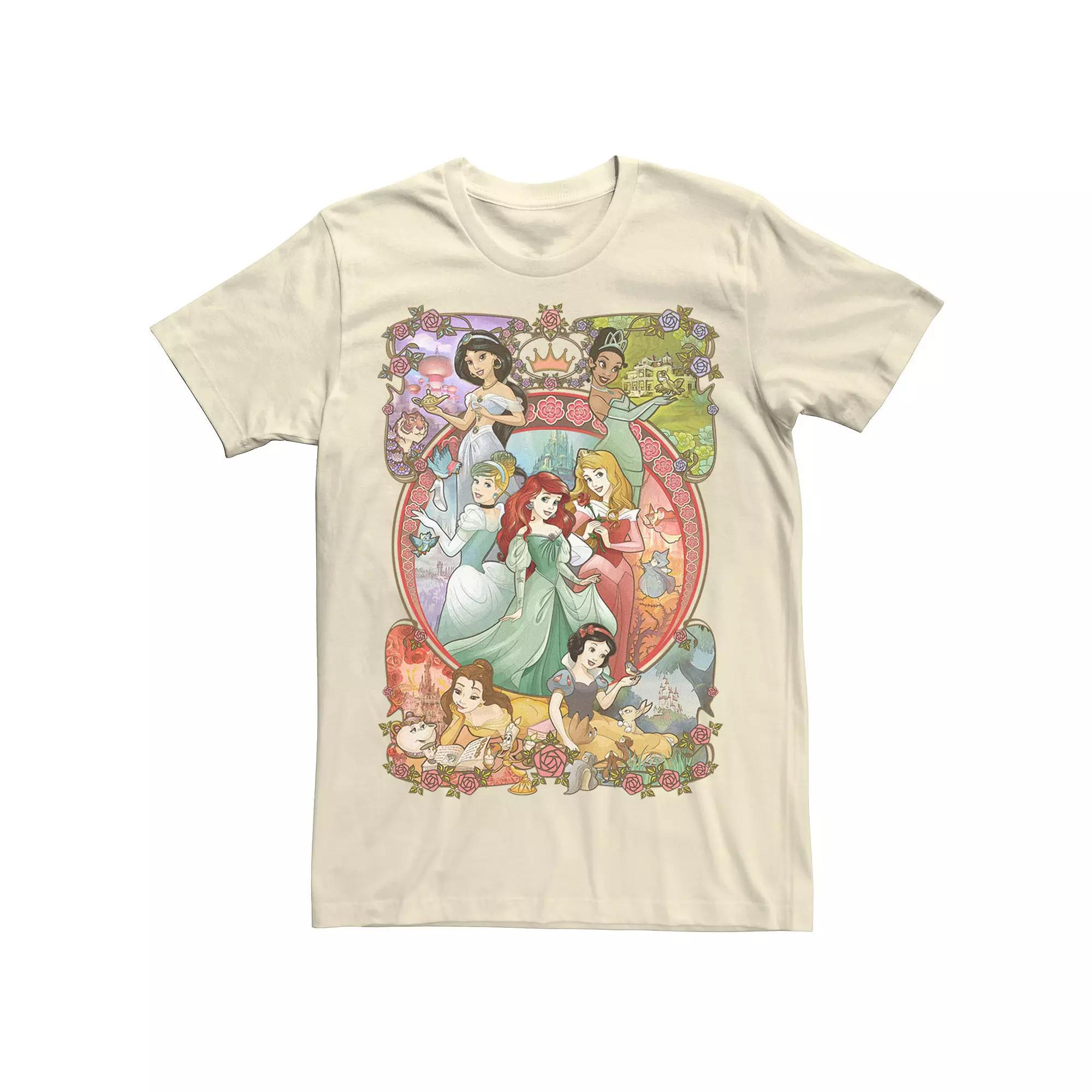Men's Disney Princess Classic Cartoon Group Collage Tee,  Product Image
