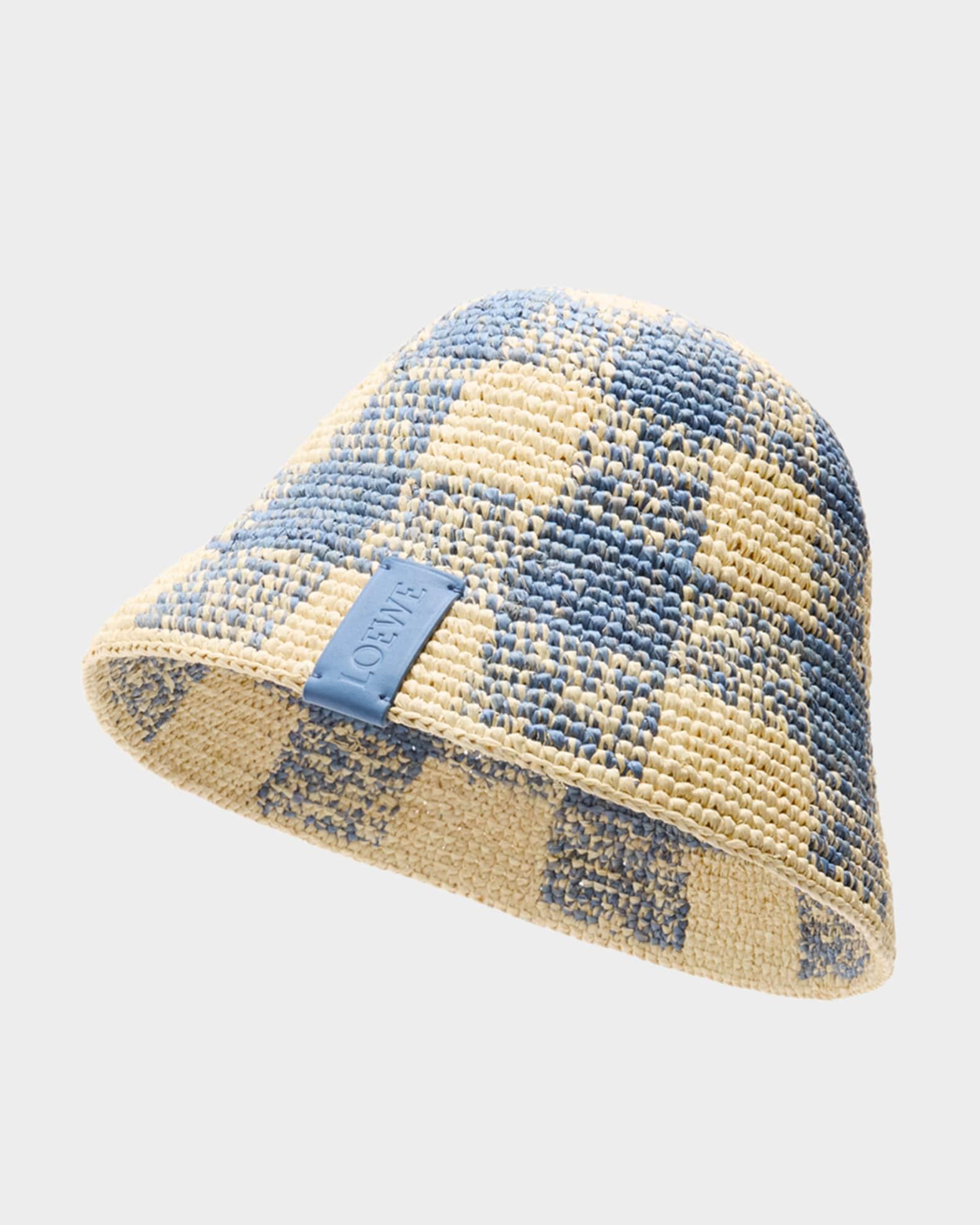 Raffia Crochet Check Bucket Product Image