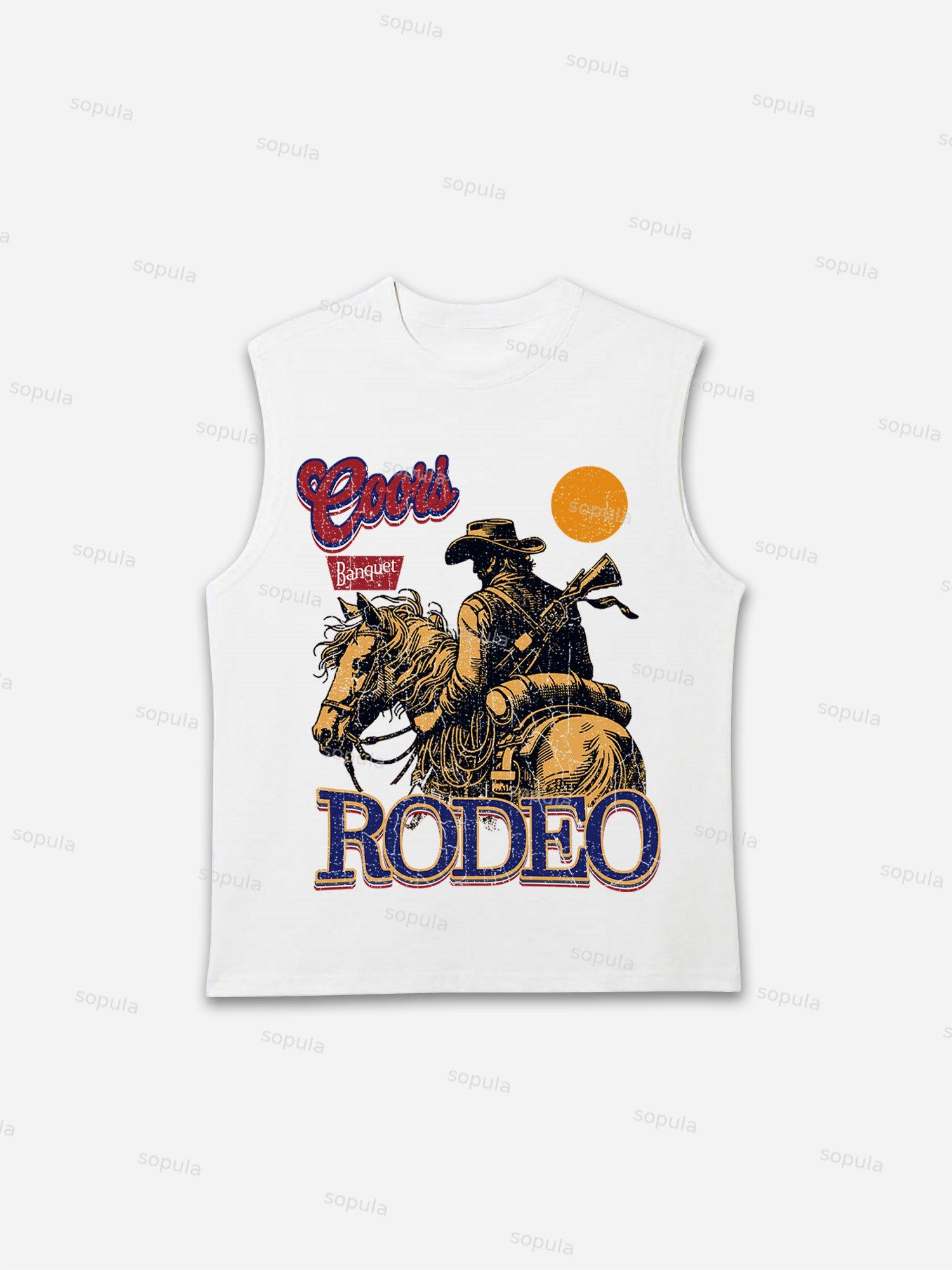 Coors Banquet Rodeo Print Casual Tank Top Product Image
