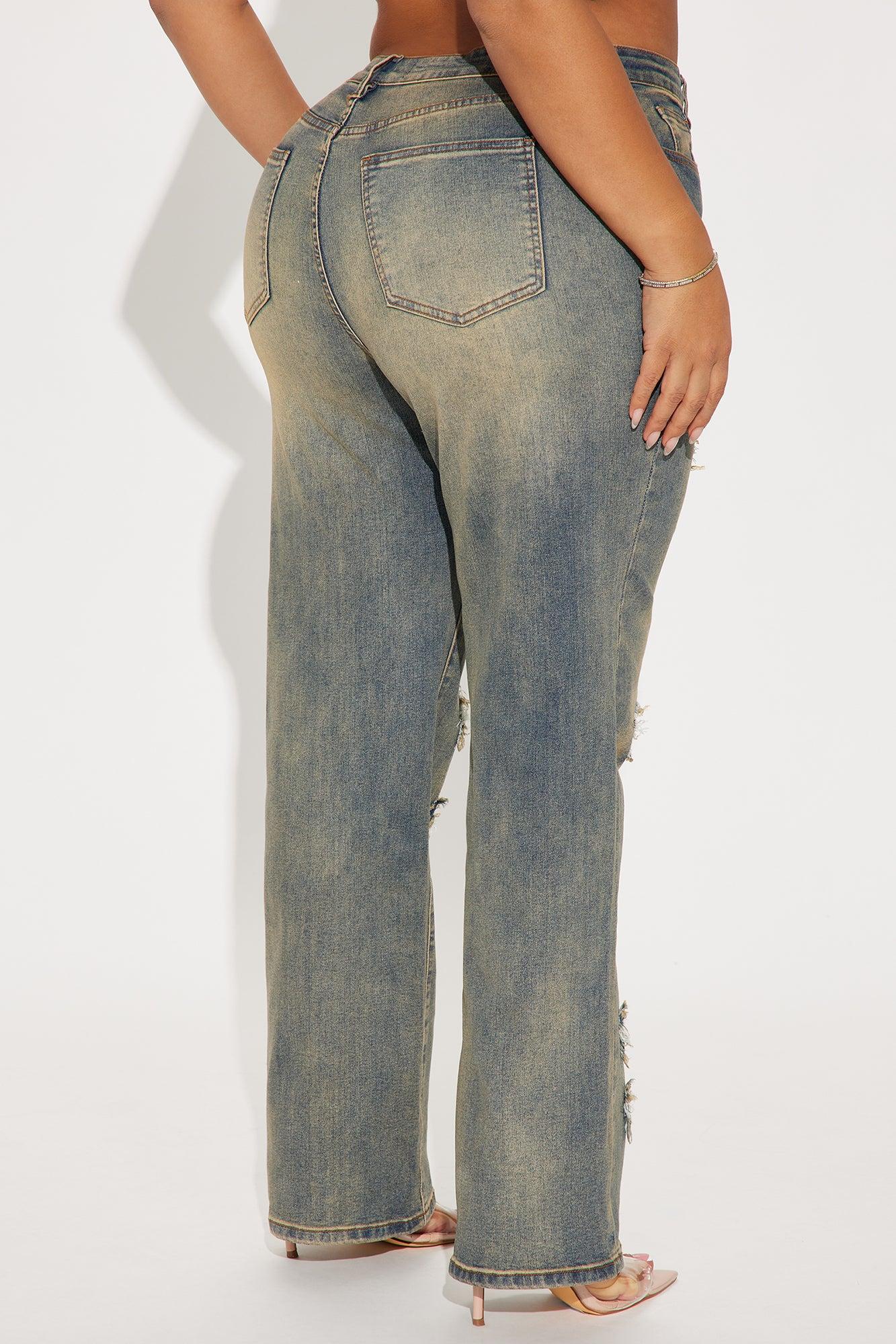 Sara Star Stretch Tinted Straight Leg Jeans - Vintage Wash Product Image