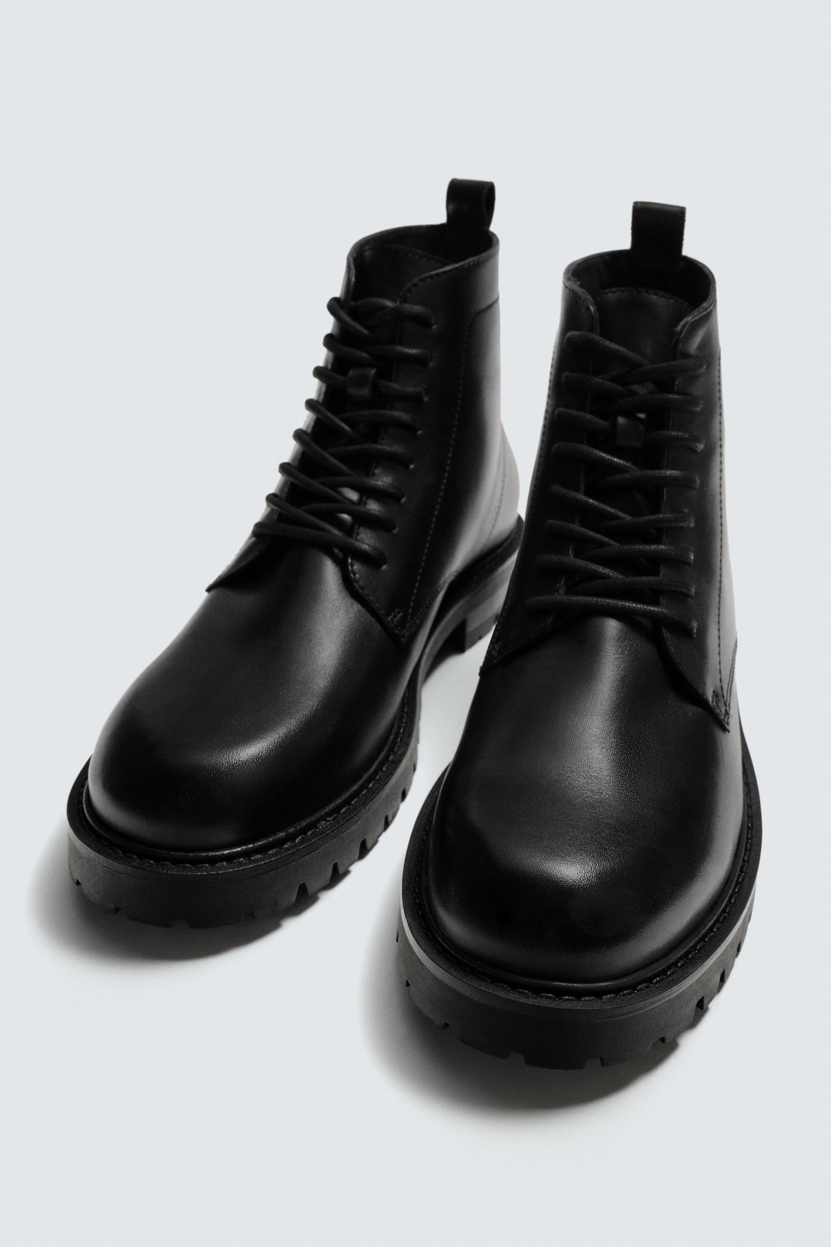LACED LEATHER BOOTS Product Image