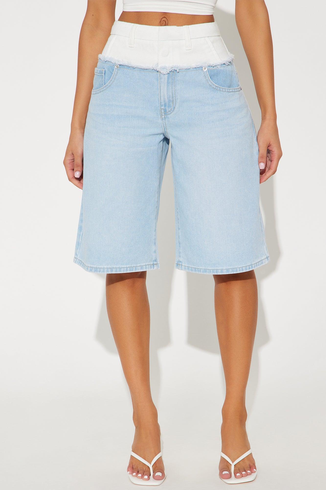 Let's Go Out Denim Jort - Light Wash Product Image