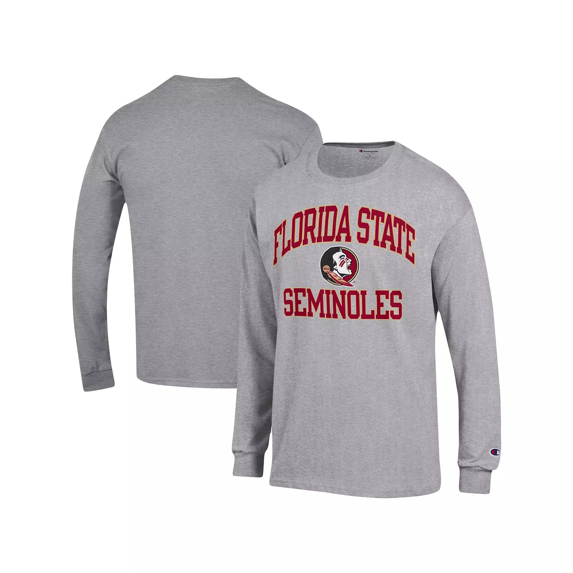 Mens Champion Heather Gray Florida State Seminoles High Motor Long Sleeve T-Shirt Product Image