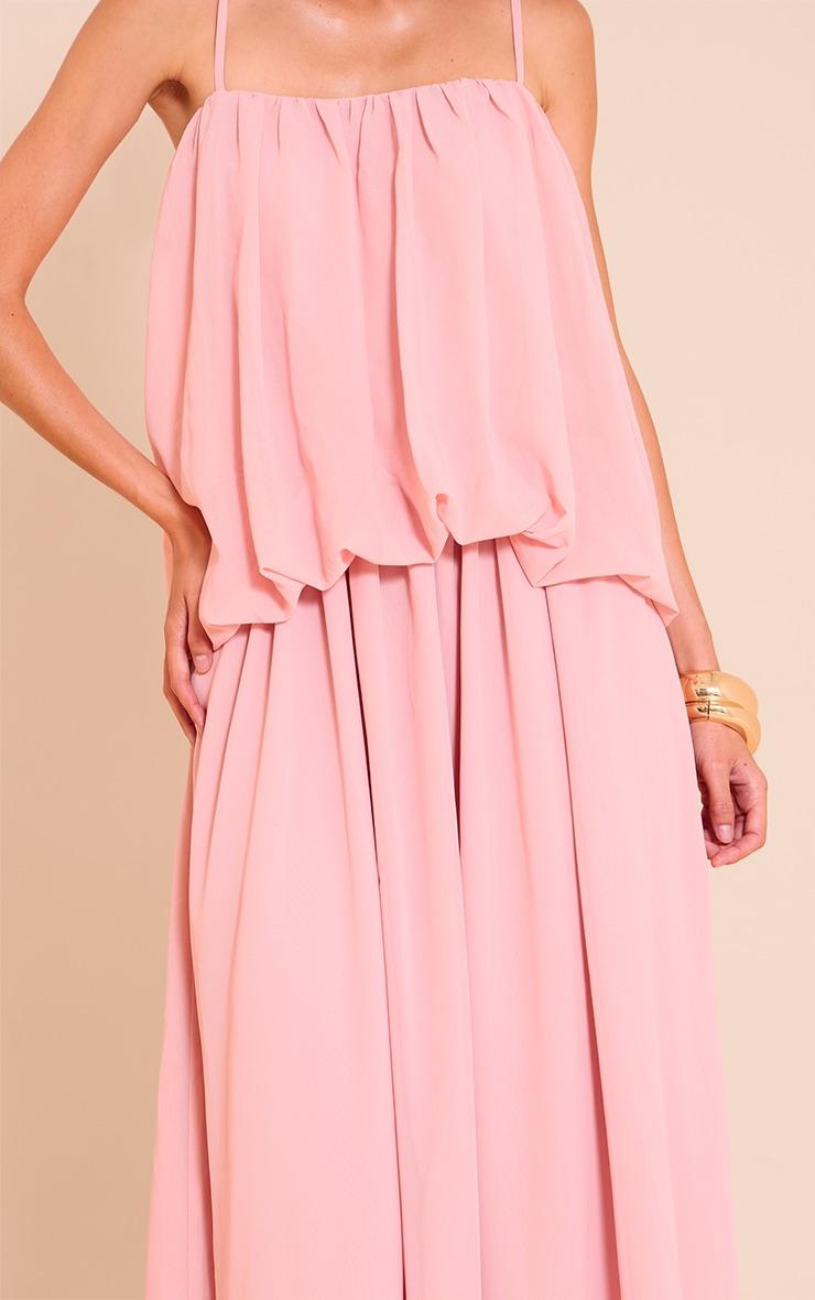 Blush Chiffon Layered Puffball Maxi Dress Product Image