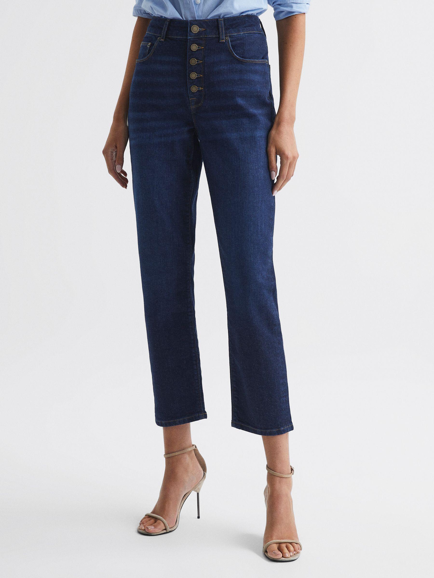 High Rise Straight Leg Jeans in Deep Indigo Product Image