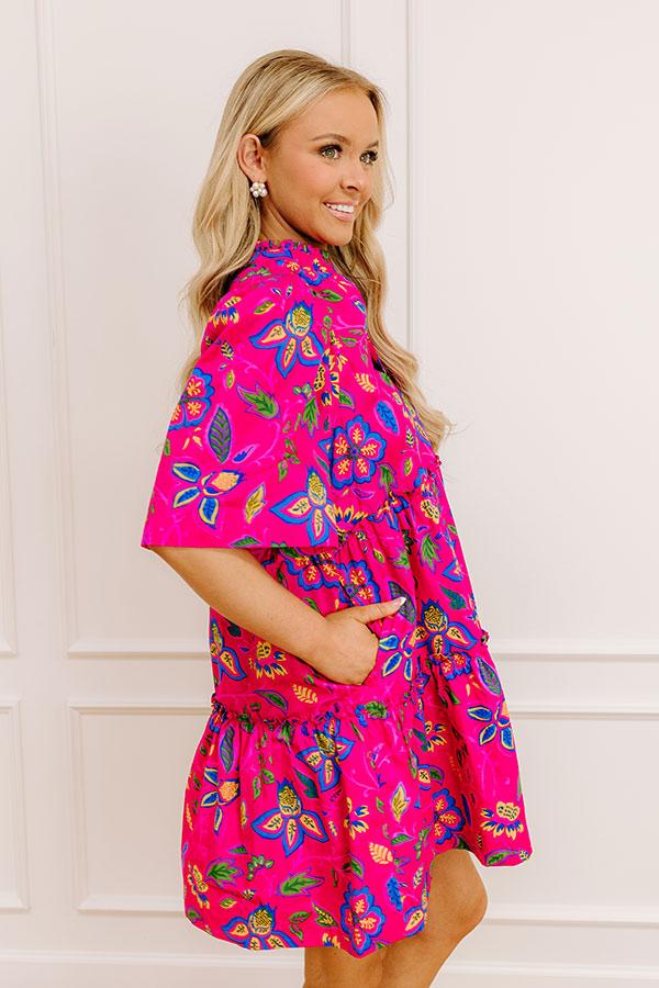 Charmed Feeling Floral Mini Dress in Hot Pink Product Image