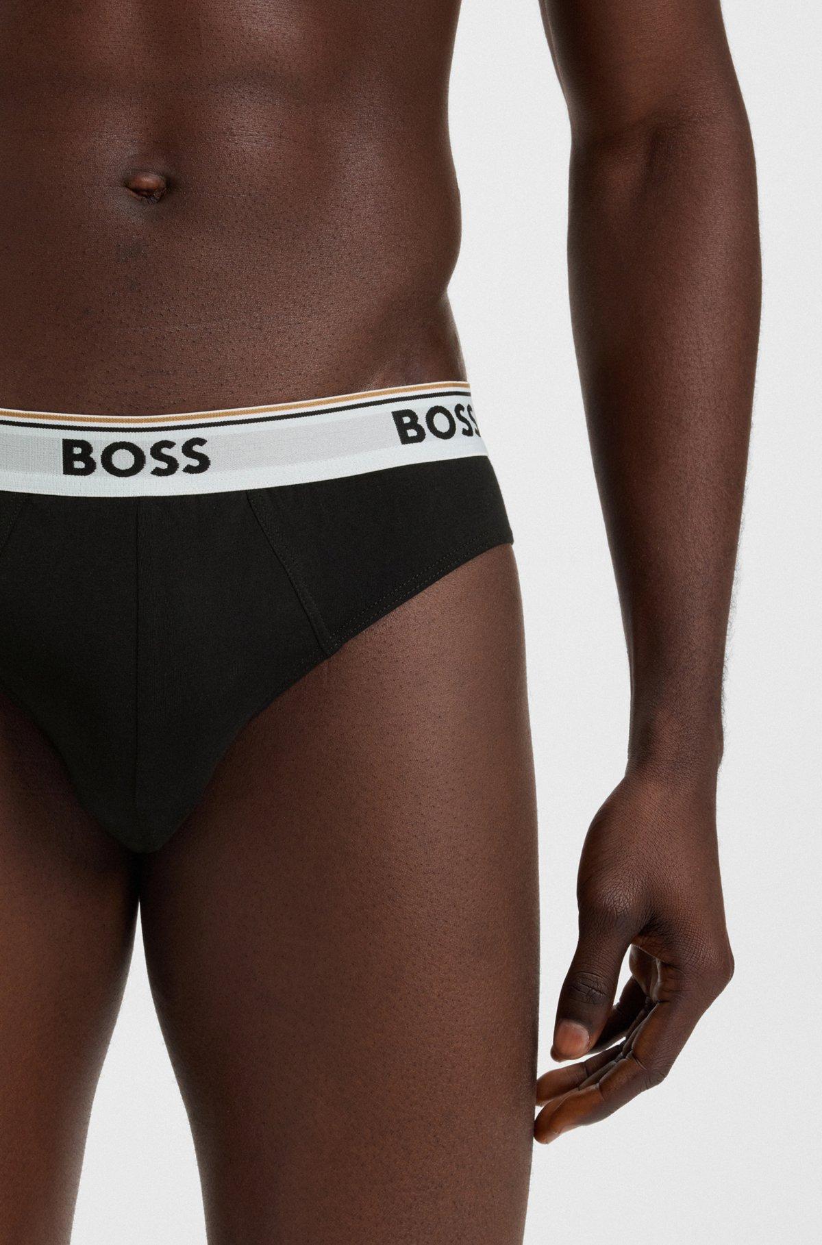 Three-pack of stretch-cotton briefs with logo waistbands Product Image