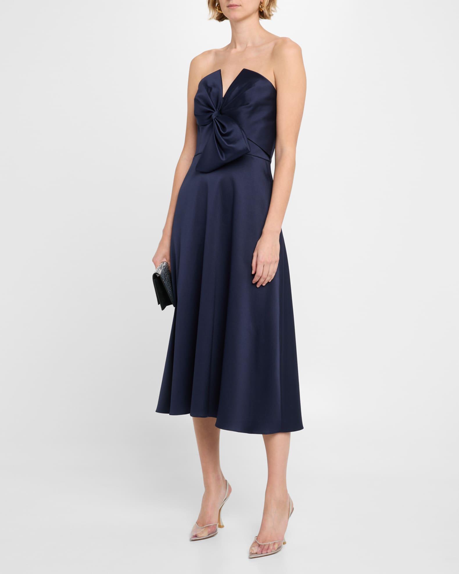 Strapless Bow-Front Stretch Mikado Midi Dress Product Image