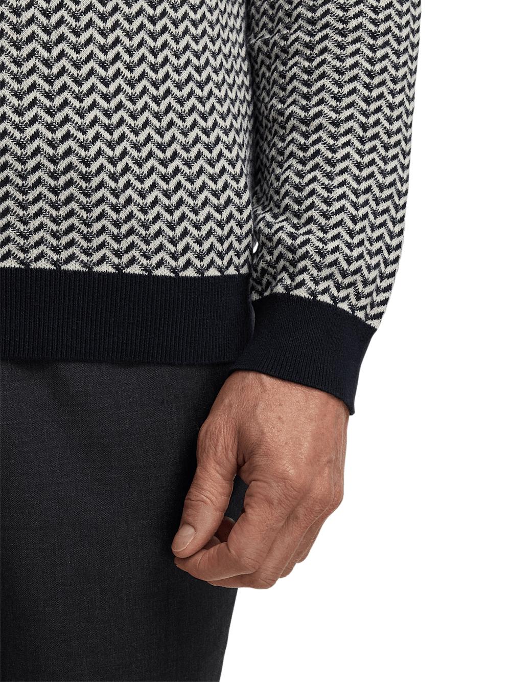 Cotton Three Button Polo - Black/ivory Product Image