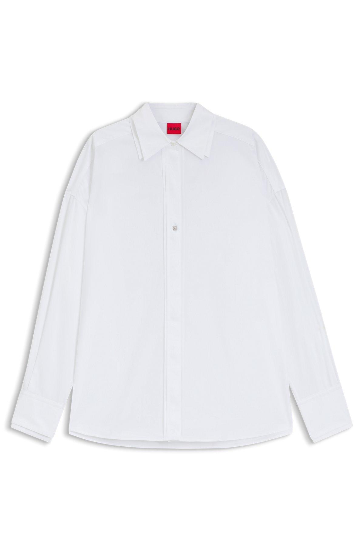 Regular-fit blouse with stacked-logo button Product Image