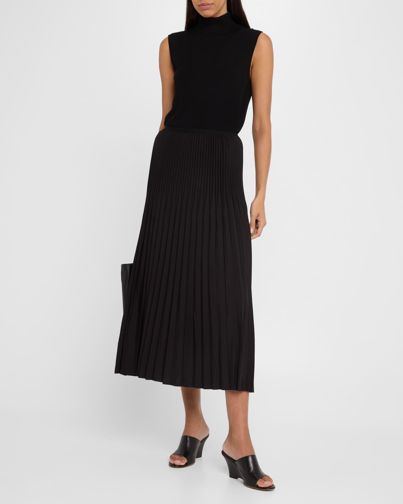 Pleated Wool-Silk Midi Skirt Product Image
