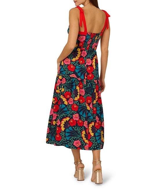 Adrianna by Adrianna Papell Floral Print Sweetheart Neck Sleeveless A Line Midi Dress Product Image