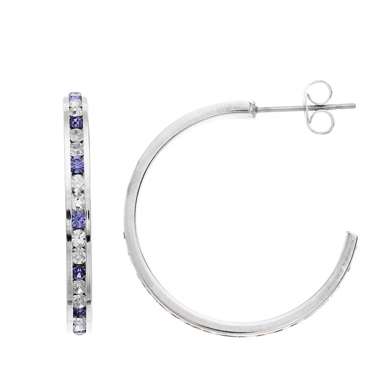 Traditions Jewelry Company Silver Tone Crystal C-Hoop Earrings, Women's,  Product Image
