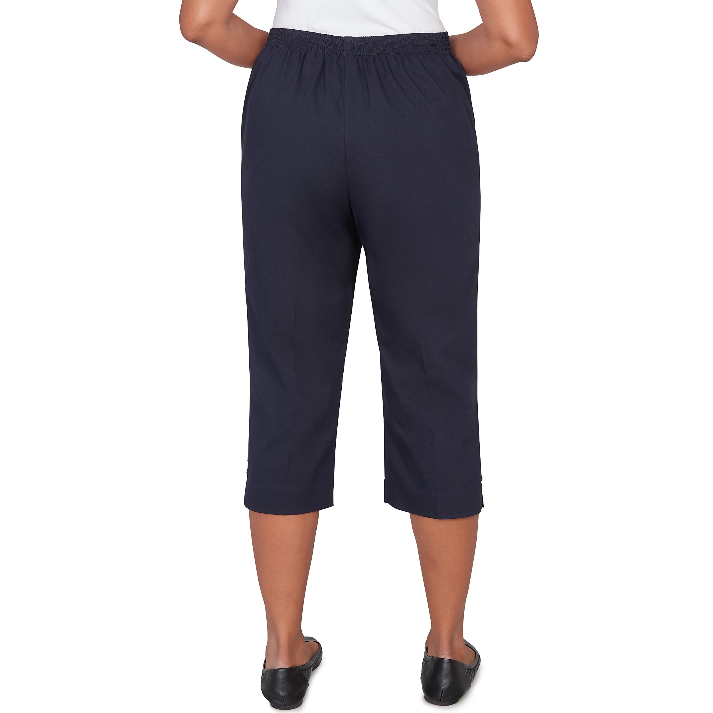Alfred Dunner Solid Twill Button Hem Capri Pant- Petite Product Image