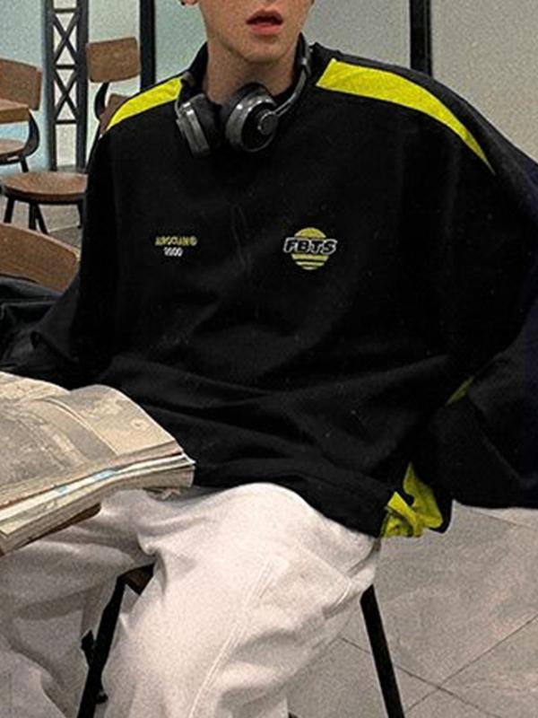 Men's Contrast Color Splice Print Sweatshirt Product Image