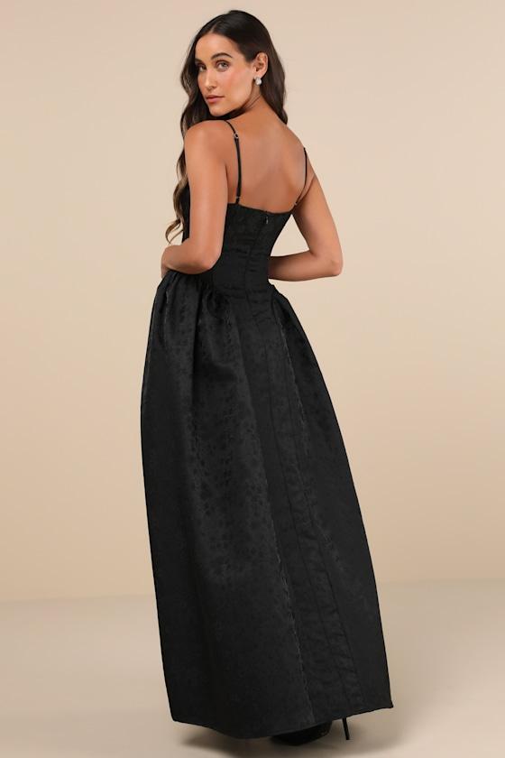 Gorgeous Extravagance Black Floral Jacquard Maxi Dress Product Image