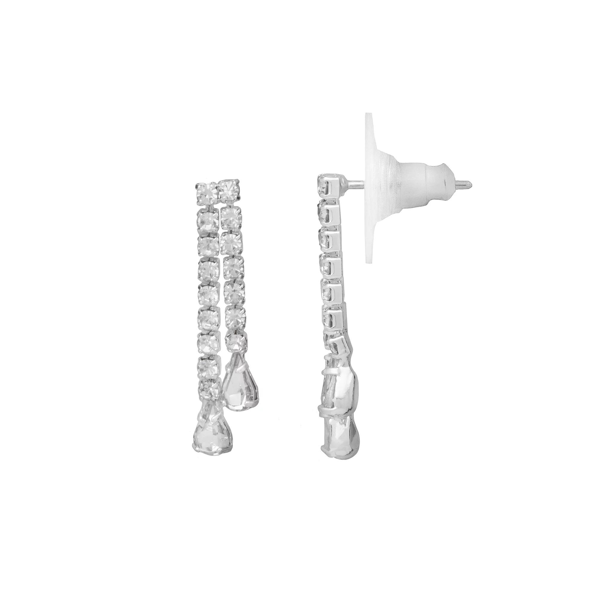 LC Lauren Conrad Two Tone Stone Drop Earrings, Women's, Clear Product Image