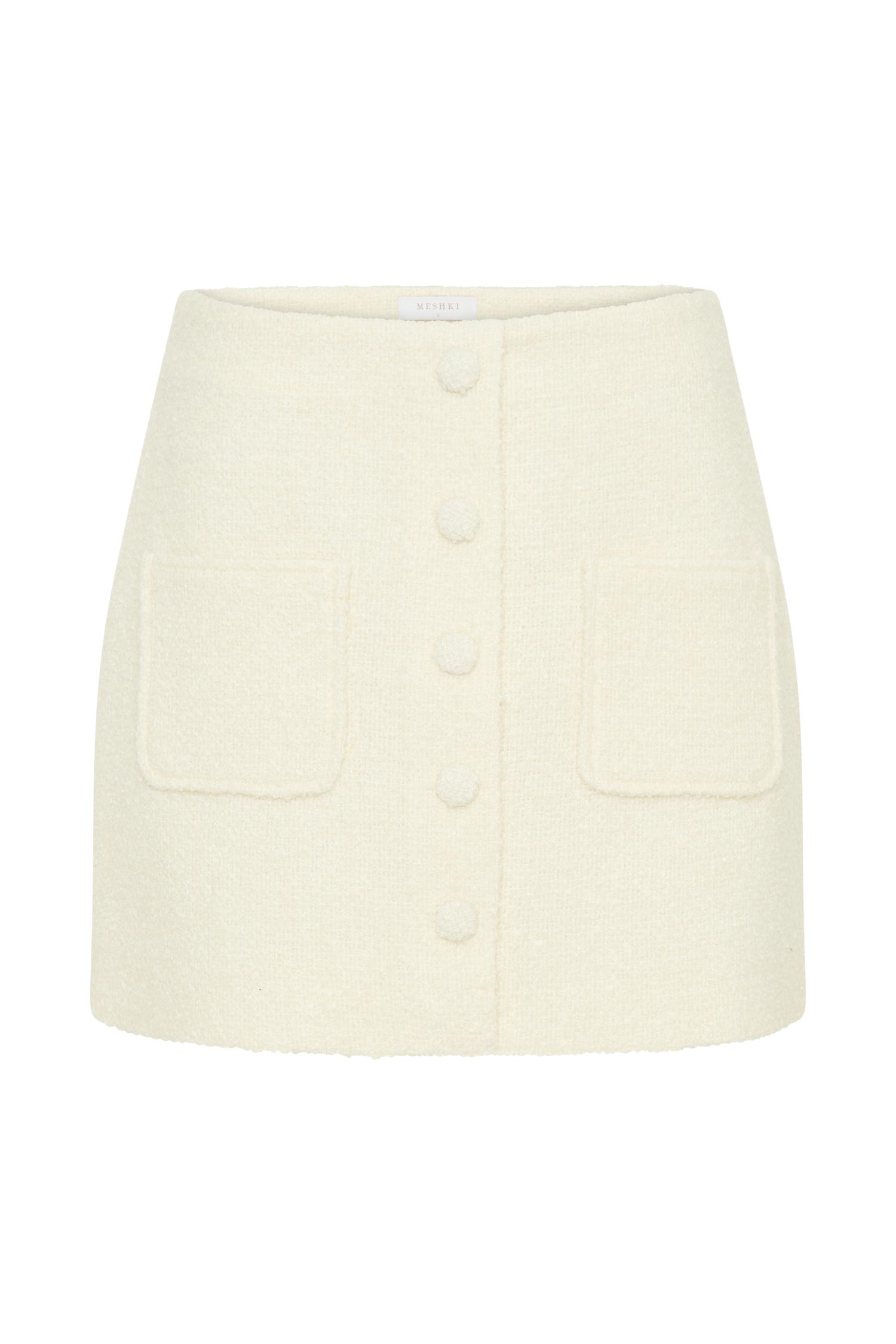 Mirelle Textured Boucle Mini Skirt - Ivory Product Image