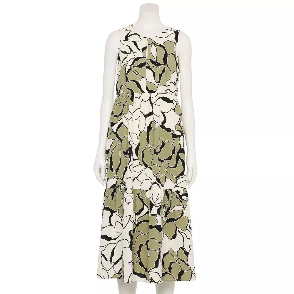 Women's Nine West Adaptive Tiered Maxi Dress, Size: XS, Green Crystal Bloom Product Image