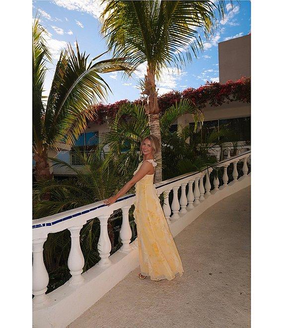 Gianni Bini x Shea Leigh Mills Anderson Floral Printed Georgette Ruffle V-Neck Sleeveless Maxi Dress Product Image