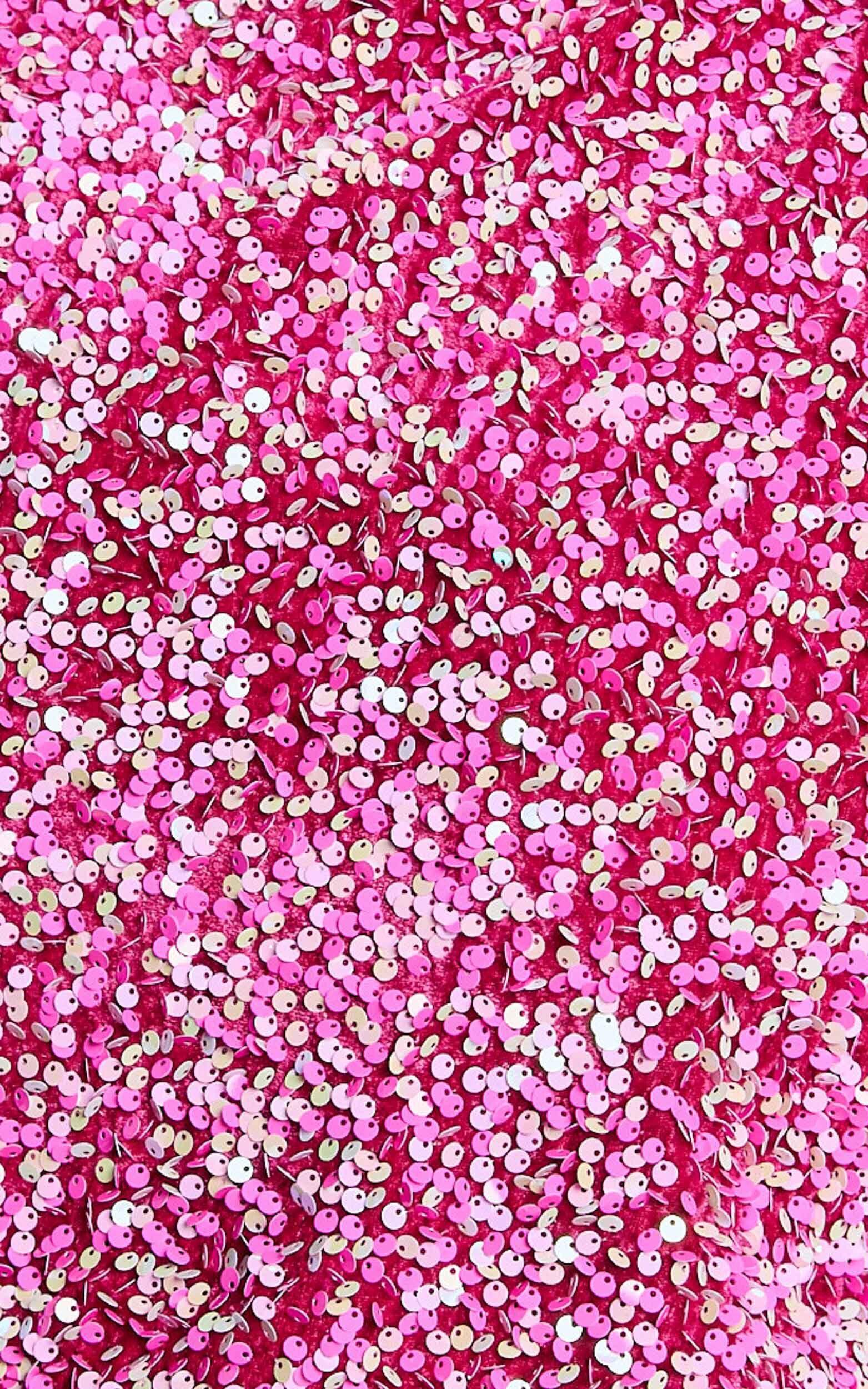 Reah Two Piece Set - Tie Back Top and High Waisted Sequin Mini Skirt in Pink Product Image