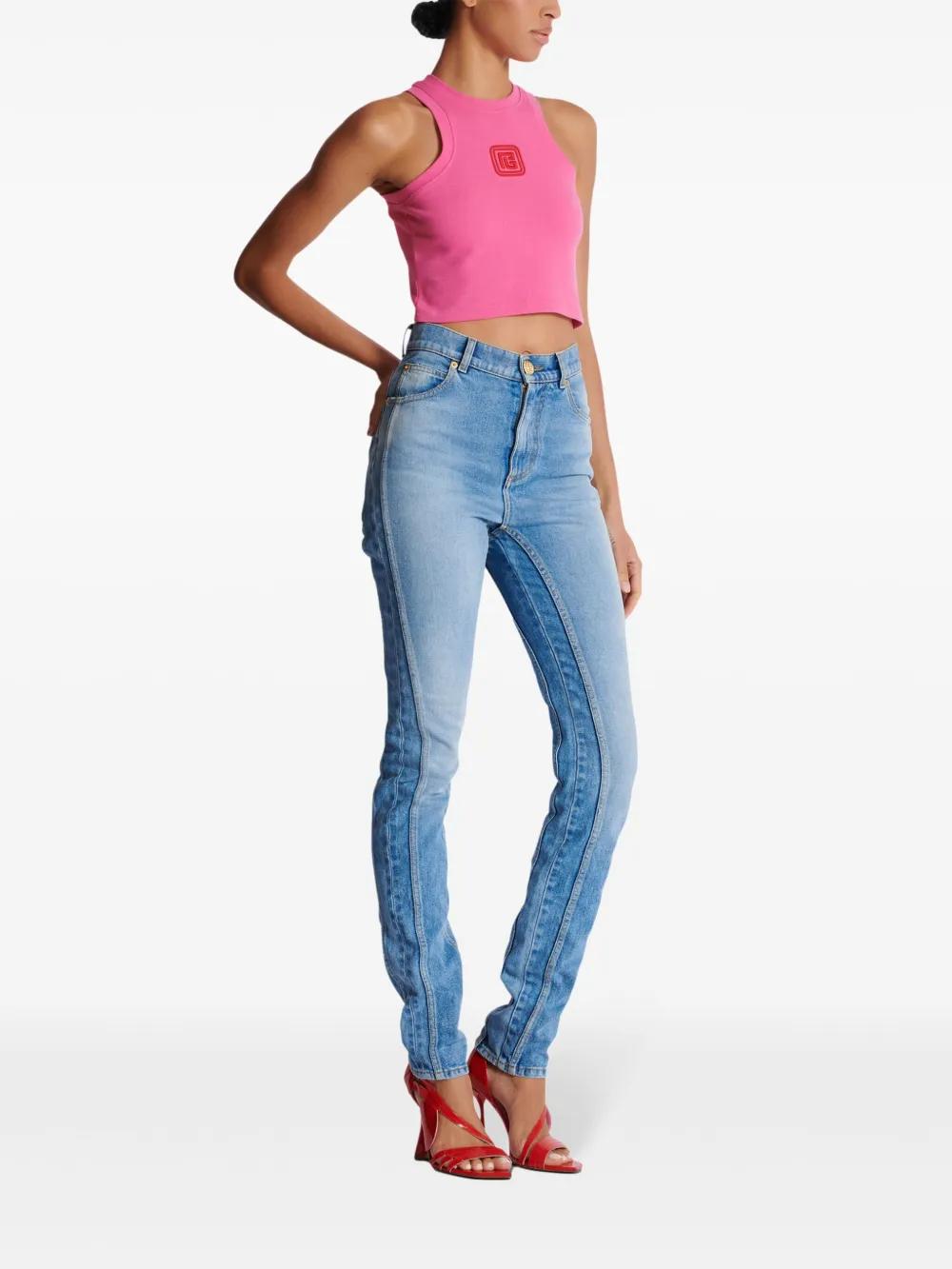 logo-embroidered cropped tank top Product Image