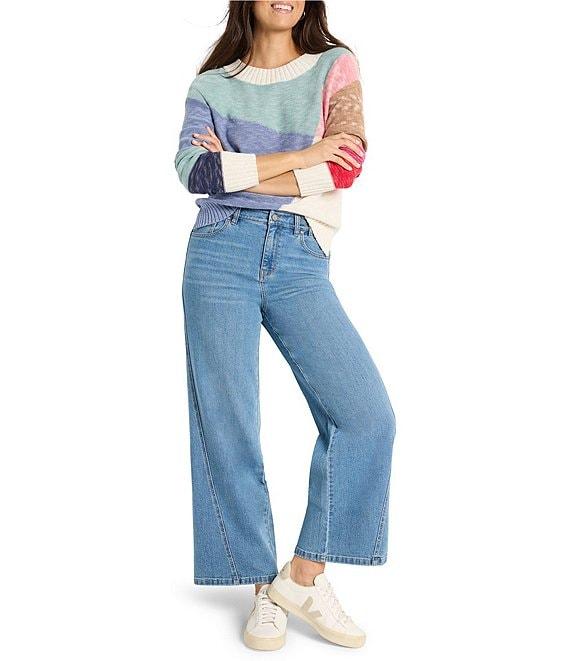 NIC + ZOE Knit Color Crossing Round Neck Long Sleeve Sweater Product Image