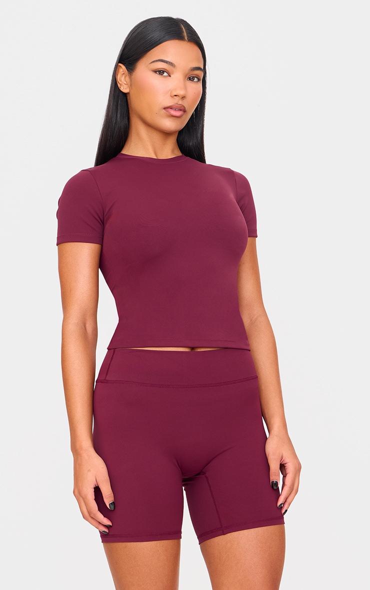 Deep Burgundy Ultimate Sculpt High Waist Gym Shorts Product Image