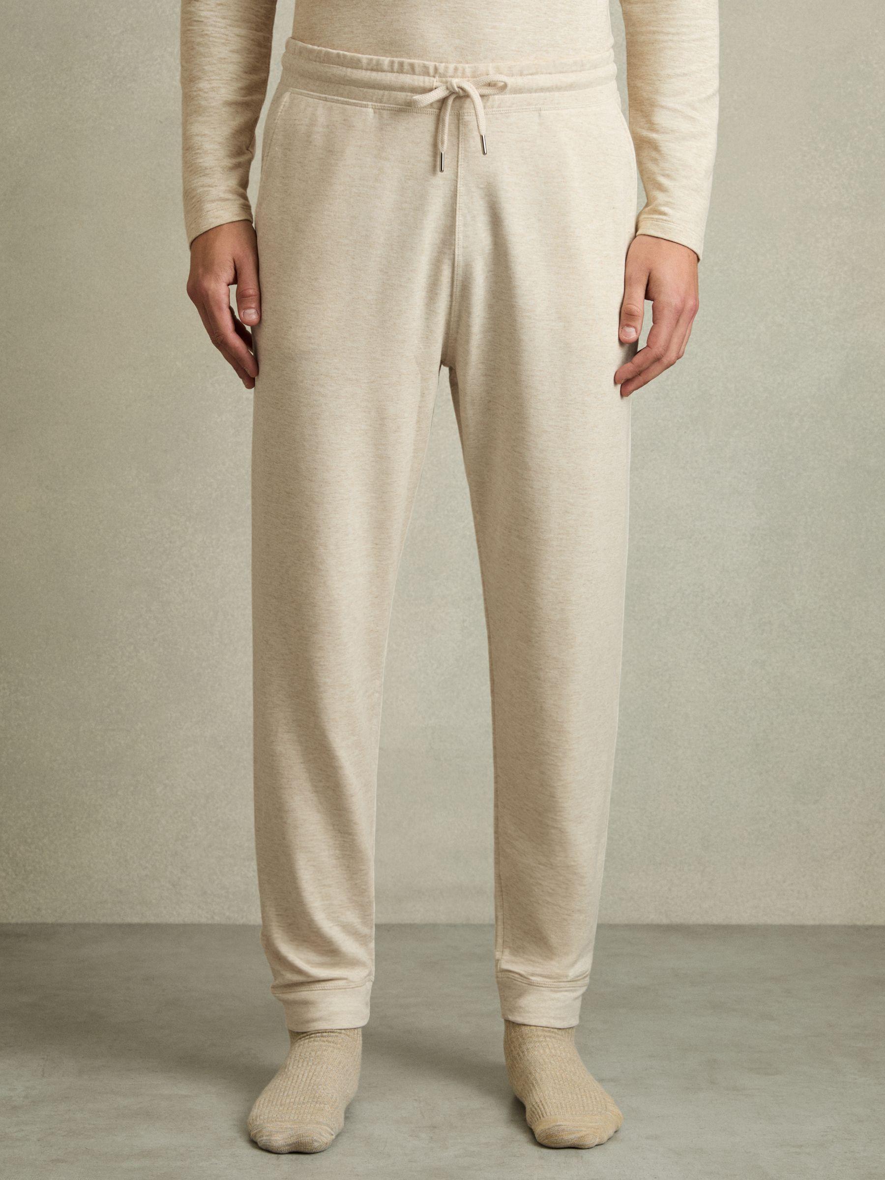 Drawstring Fleece Lined Joggers in Oatmeal Melange Product Image