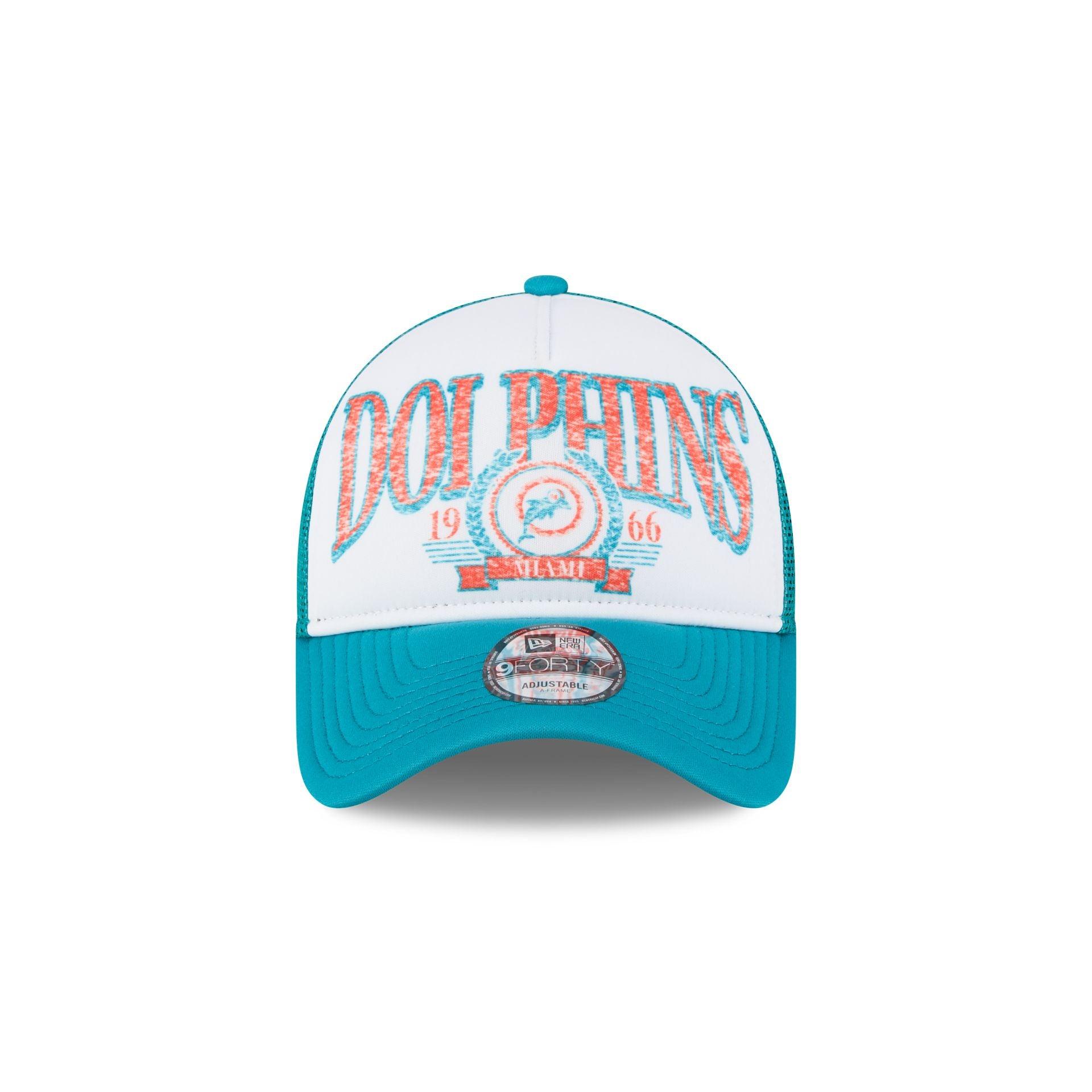 Miami Dolphins Distressed 9FORTY A-Frame Trucker Hat Male Product Image