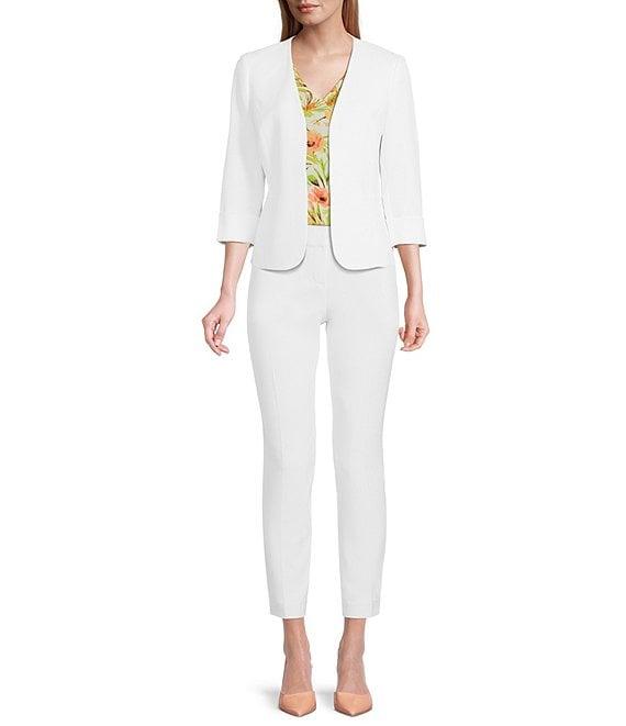 Kasper Petite Size Floral Print Sleeveless Pleated Shoulder V-Neck Top Product Image