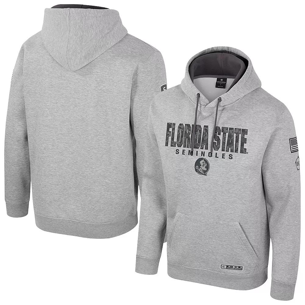 Men's Colosseum Heather Gray Florida State Seminoles Oorah OHT Military Appreciation Pullover Hoodie,  Product Image