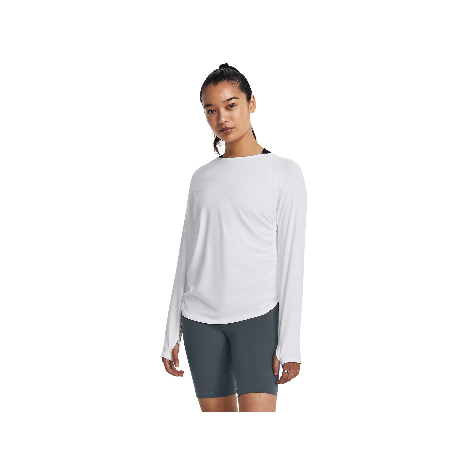 Women's Under Armour Motion Longline Long Sleeve Tee, Size: XS, White Halo Gray Product Image
